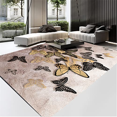 Teppich Mit Muster XXL Teppich Kinderteppich Mädchen Schmetterlings-Print-Design Outdoor-Gartenteppich, Langlebig, Rechteckig 160x230cm Kinderteppich