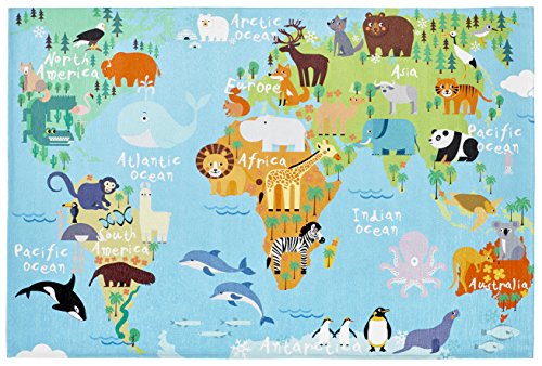 Flacher Kinderzimmer Teppich für das Kinderzimmer Print Bildteppich in satten Farben (160 x 230 cm,...