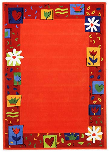 Bunter Kinderteppich und Jugendteppich | Handgearbeitet, Sturzsicher | Blumen | 160 x 230 cm | Maui