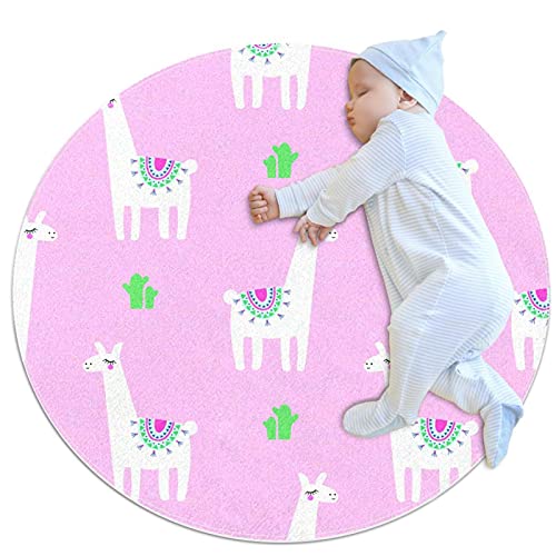 Teppich für Mädchenzimmer, Kinderteppich, waschbar, niedliches Lama.