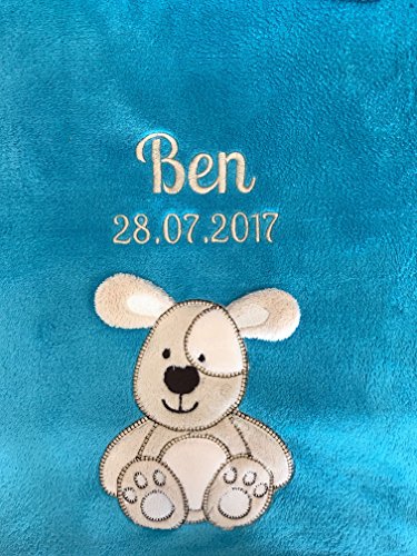 KIDDI-MEDIA Babydecke (Name leuchtet im Dunkeln) personalisiert mit Name und Geburtsdatum / mit...