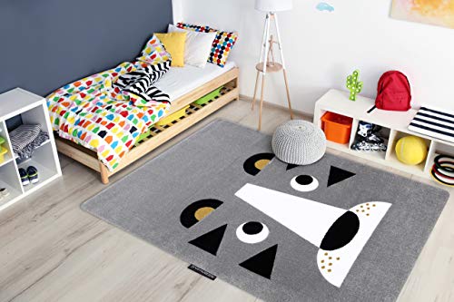 rugsx Kinderteppich Petit für Babyzimmer, Spielteppiche, Kinderzimmer, Lion Löwe grau 160x220 cm