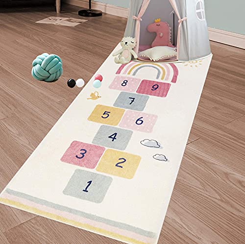 SHACOS Kinderteppich Baumwolle Weich Spiel-Teppich Für Kinderzimmer Waschbarer rutschfest Babyzimmer Krabbelunterlage Mädchen Jungen Spielmatte 80x160 cm