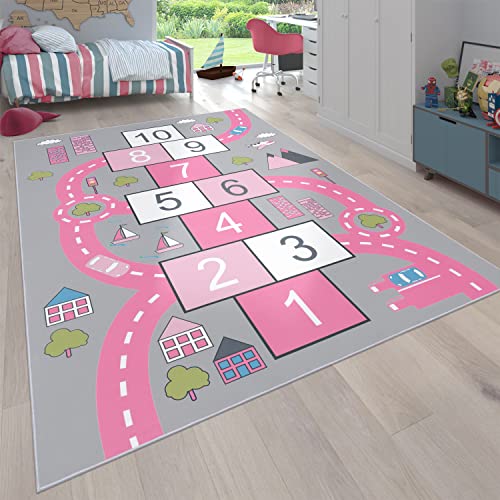 Paco Home Teppich Kinderzimmer Kinderteppich Spielteppich Straßen Design Mit Hüpfkästchenspiel...