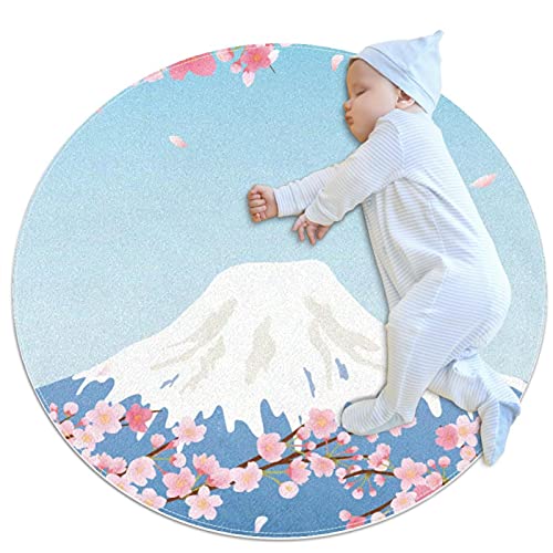 Rund Teppich Japanischer Berg Kinderteppich Kreatives Drucken Kriechender Teppich Waschbar...