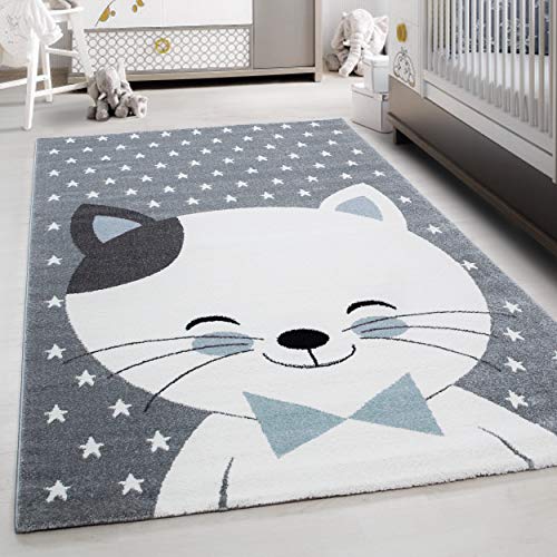 Kinderteppich süßes Katze Muster, Rechteckig, Pflegeleicht, Teppiche für Kinderzimmer, Babyzimmer...