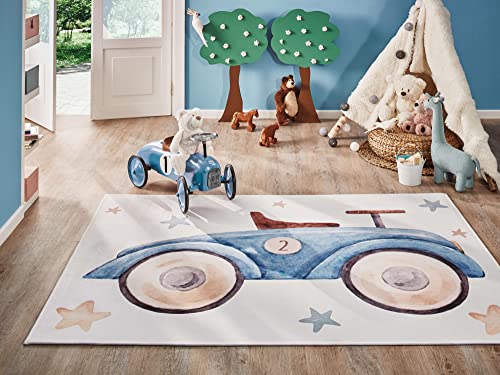 Steffensmeier Kinderteppich Tiere für Mädchen und Jungen Sweet Dreams Collection Auto, Größe: 120x170 cm