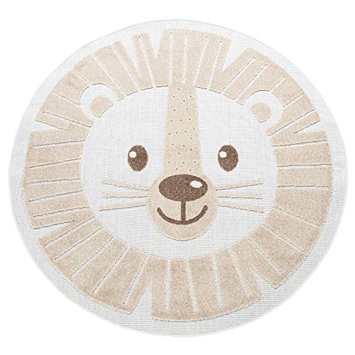 Paco Home Kinderteppich Kinderzimmer Outdoor Teppich Rund Spielteppich Modern 3D Effekt, Grösse:Ø...