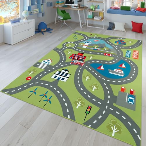 TT Home Kinderzimmerteppich Teppich Junge Mädchen Kinderteppich Baby rutschfest Straße,...