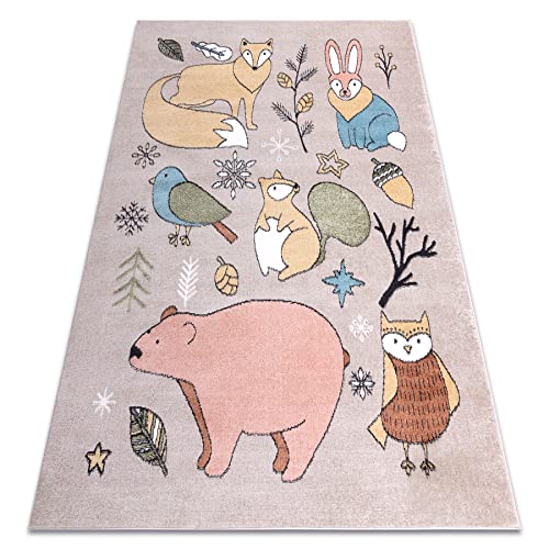 Teppich Fun Forester Kinderteppich für Babyzimmer, Spielteppiche, Kinderzimmer, Moderne, Tiere,...