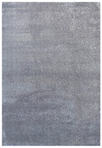 Livone Hochwertiger Jugendteppich Kinderteppich Baby Teppich Kinderzimmer Uni einfarbig in Silber grau Größe 120 x 170 cm