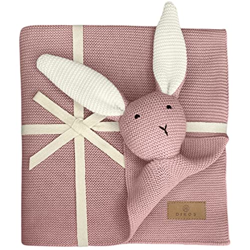 DIKOS® Original Babydecke SCHMUSE-HASE rosa | 100% Bio-Baumwolle Neugeborenen Decke | nachhaltige...