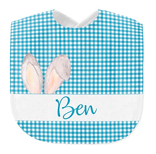 Baby Lätzchen Hase grün blau rosa personalisiert mit Name (Blau)