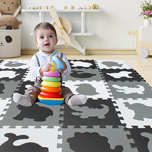qqpp® 18 Tiere Puzzle Matte Eva Schaumstoff Puzzlematte Baby - Krabbelmatte Spielmatte Kinder...