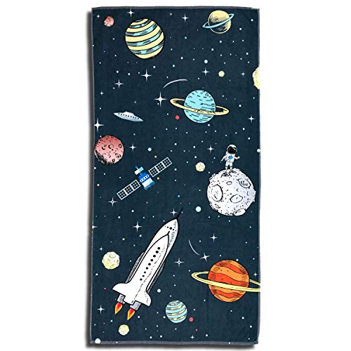 ESPiCO Strandlaken Weltall Badetuch Astronaut Planet Raumschiff Sterne UFO Saturn Mond 75 cm x 150...