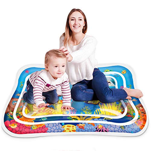 Aufblasbare Baby Wassermatte, Keten Bauch Zeit Auslaufsicheres PVC Wassergefüllte Spielmatte für Baby Spielzeuge 3 6 9 Monate, Spielcenter Das Stimulationswachstum Ihres Babys (40'' x 32'')