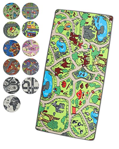 Primaflor Interaktiver Spielteppich - 95 x 200 cm, Zoo, Made in Europe Kinderteppich mit...