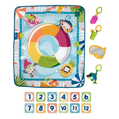 Fisher-Price GRR44 - Plitsch-Platsch Entdecker Spieldecke, Baby-Spieldecke mit Spielzeug, für...