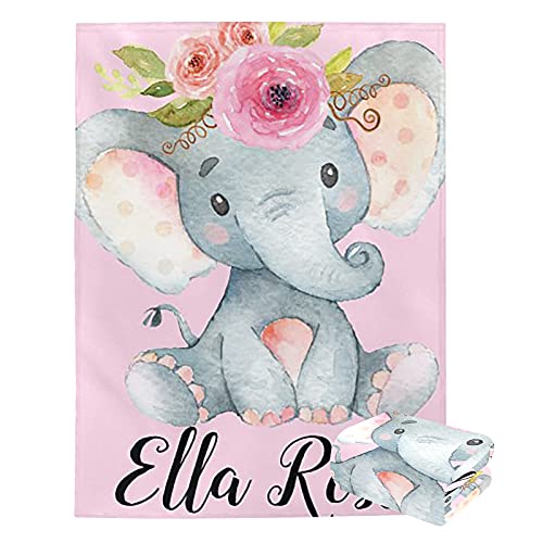 Elefanten-Babydecke mit Namen personalisierte Babydecken für Mädchen mit Namen Baby Junge...