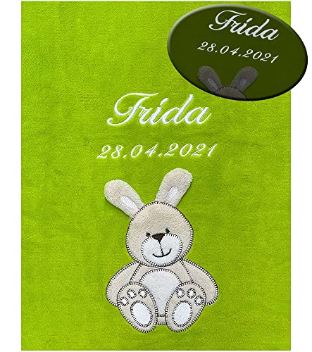 KIDDI-MEDIA Babydecke (Name leuchtet im Dunkeln) personalisiert mit Name und Geburtsdatum / mit...
