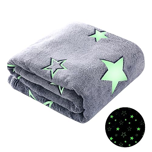 Winthome Kuscheldecke Kinder, Deck Glow In The Dark, Fleecedecke 130x170cm Weiche Flauschig,...