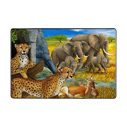 Redecor Kinder-Teppich Für Kinderzimmer, Spiel-Teppich, Tiere Safari, Multicolor, Grösse:152x100...