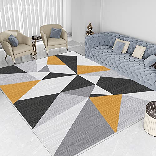 Teppich küchen teppiche Kinder Teppich senfgelb grau geometrisches Dreiecksmuster Kamin deko Wohnzimmer 160x230cm