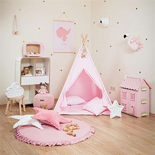 Runder Baby-Spielteppich, Spitze, Baumwolle, Baby-Spielzeug, nordische Dekoration, Baby-Fotografie-Requisiten, Zubehör, Kinderzimmer, Dekoration, 100 cm (Pink)