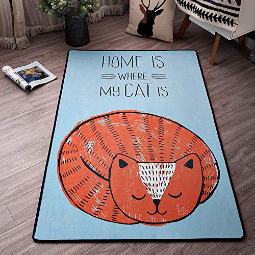 Kinder-Teppich Kinderzimmer Spiel-Teppich Cartoon süße große Katze 200×300CM