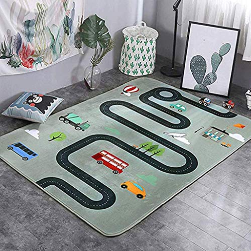 ALII Kinderteppich Straßenteppich Spielteppich Lernteppich Junge mit Straßen und Häusern in...