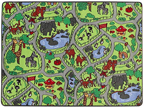 Primaflor Spieleteppich - Robuster Kinderteppich - Hochwertiger Teppich für das Kinderzimmer - Spielmatte Jungen/Mädchen - Zoo - 140x200 cm
