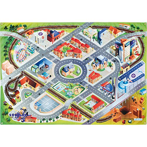 EDUPLAY 110431 Strassenteppich Outdoor 200 x 140 cm, 100% Polyester, bunt