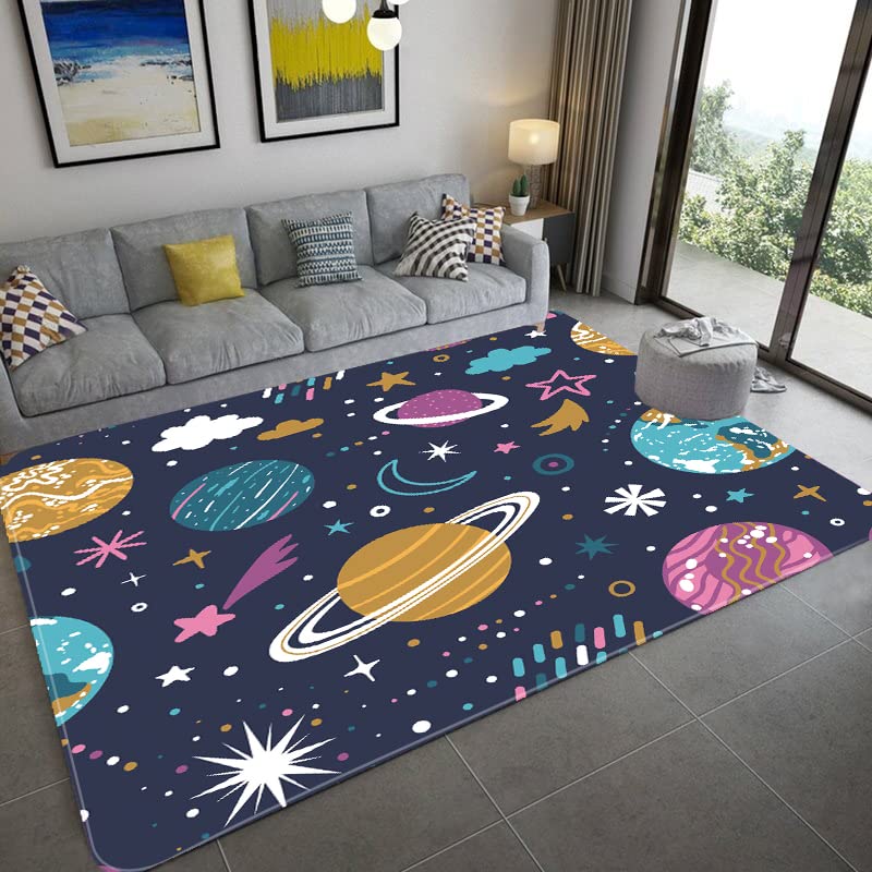 xuyuandass Kinderteppich, Universum Galaxy Planet 3D-Teppich, Moderner Inneneinrichtungsteppich,...