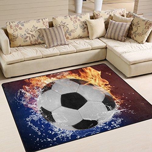 Naanle Rutschfester Fußball-Teppich für Wohnzimmer, Esszimmer, Schlafzimmer, Küche, 150 x 200 cm