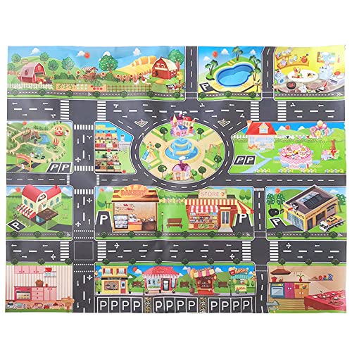 Kinder Teppich Spielmatte City Life, Kunststoff PVC Spielmatte -100X130cm / 39.3inX51.1in Kinder...