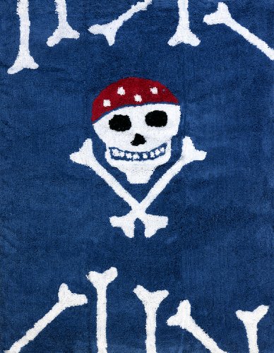 Aratextil Pirat Kinder Teppich, Baumwolle, Marineblau, 120 x 160 cm