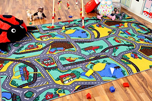 Kinder Spiel Straßenteppich Grün in 24 Größen