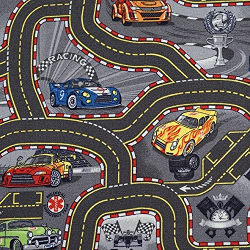 Kinderteppich Spielteppich Straßenteppich Kinderzimmer Auto Wagen Straßen Teppich (120x160 cm)