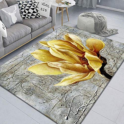 3D Graue Gelbe Blumen Traum Designer Teppich Kinderteppich Wohnzimmer Teppich Kurzflor Wohnzimmer für Wohnzimmer flauschig Schlafzimmer Outdoor Teppiche 200x300 cm