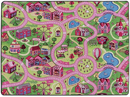 Primaflor Spieleteppich - Robuster Kinderteppich - Hochwertiger Teppich für das Kinderzimmer - Spielmatte Jungen/Mädchen - SWEET CITY - 140x200 cm