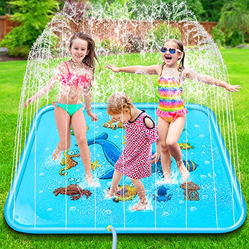 Jojoin 170*170CM Splash Pad & Spielzeug Sprinkler Play Matte, Quadrat Wasserspielzeug Spielmatte, Summer Outdoor Garten Wesentliche lustiges Spielzeug Sprinklerpool - Wasserspielmatte für Kinder