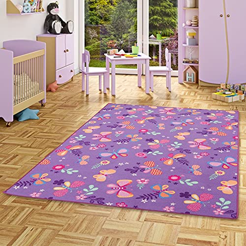 Snapstyle Kinder Spiel Teppich Schmetterling Lila in 24 Größen