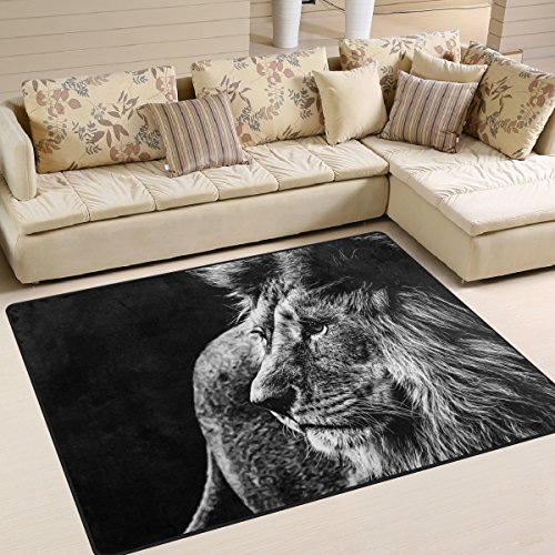 Use7 Abstrakter Löwe in Weiß und Schwarz, für Wohnzimmer und Schlafzimmer, 160 x 122 cm