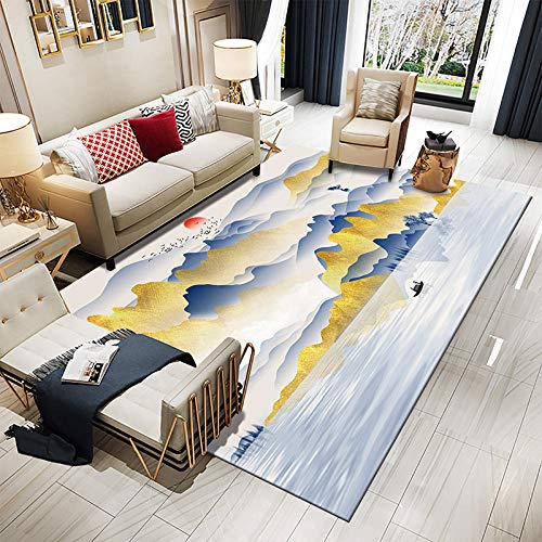 YQZS Einfacher Teppich des Wohnzimmer-3D Druckte Kundengebundene Berg Tuschmalerei Sehr Langlebig Intensive Farbbrillanz,200X300Cm(79X118Inch)