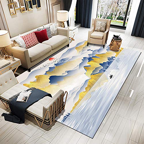 YQZS Einfacher Teppich des Wohnzimmer-3D Druckte Kundengebundene Berg Tuschmalerei Sehr Langlebig...