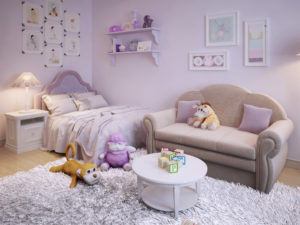 Mädchenzimmer mit Kinderteppich